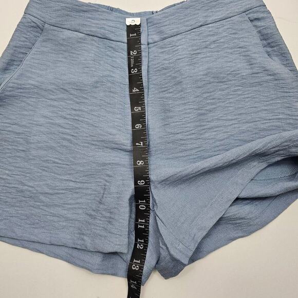Happily Grey Blue High Rise Rayon Tailored Shorts Junior's Size Small - Picture 10 of 11